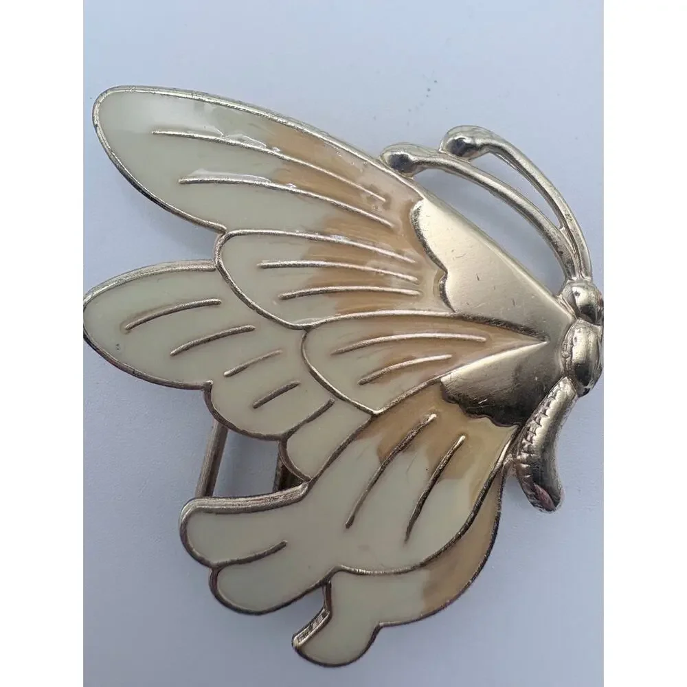Vintage-Style Cream/Ivory Butterfly Belt Buckle